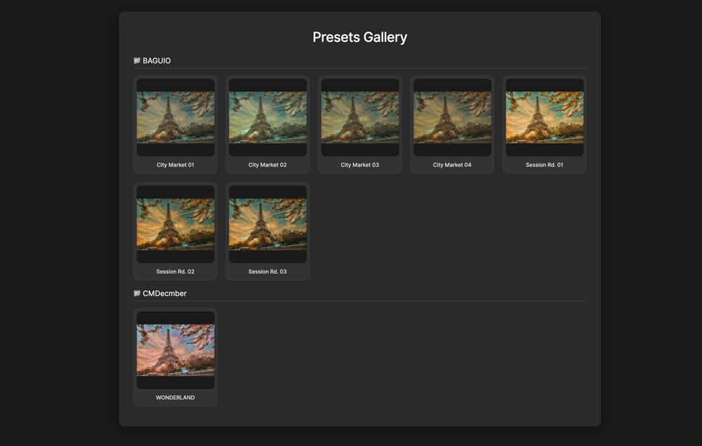 HTML Gallery Output